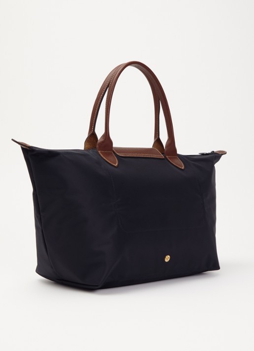 Longchamp Le Pliage Original handtas L met leren details - achterkant 5 zwart