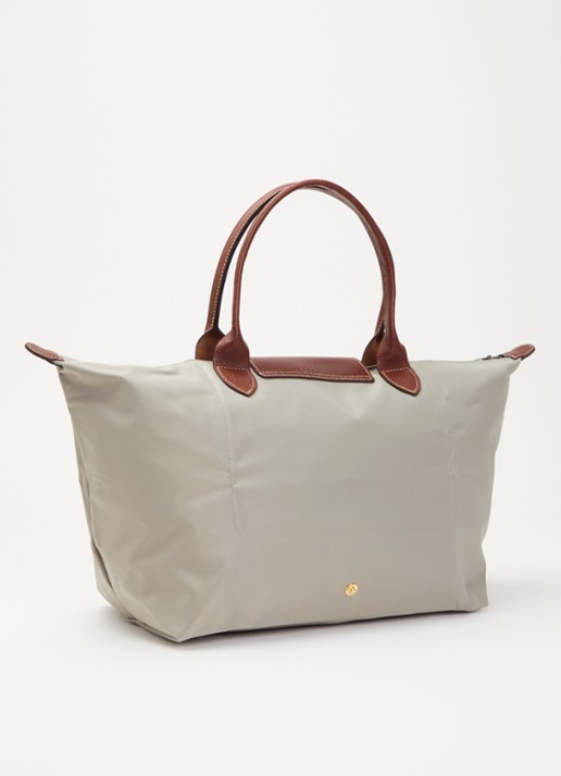 Longchamp Le Pliage Original handtas L met leren details - achterkant taupe