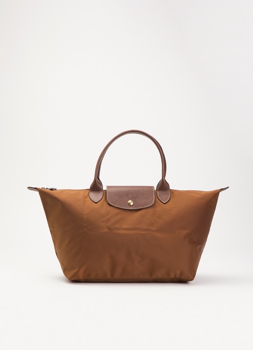 Longchamp Le Pliage Original handtas L met leren details - voorkant 6 cognac