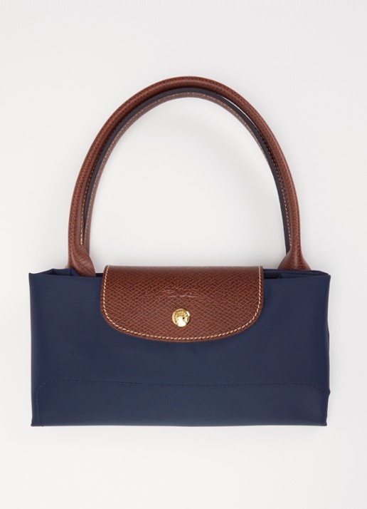 Longchamp Le Pliage Original handtas L met leren details - detail 3 donkerblauw