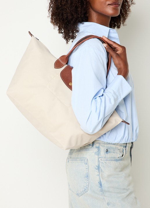 Longchamp Le Pliage Original handtas L met leren details - voorkant 6 ivoor