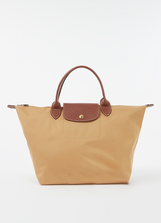 Longchamp Le Pliage Original handtas M met leren details - voorkant camel