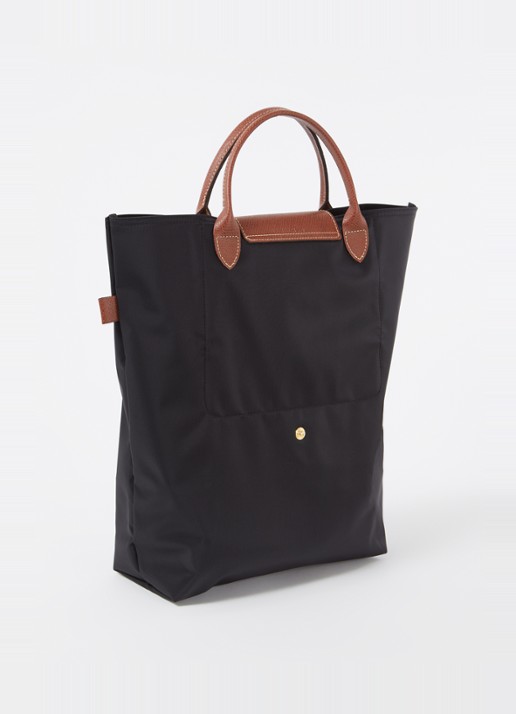 Longchamp Le Pliage Original handtas M met leren details - achterkant 6 zwart