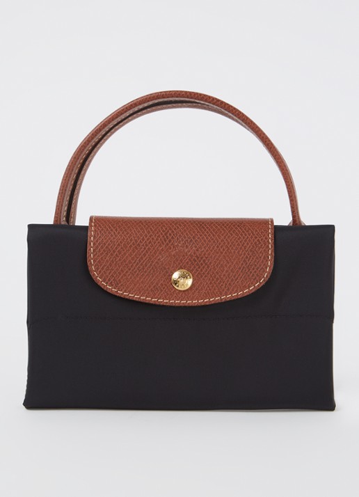 Longchamp Le Pliage Original handtas M met leren details - detail 3 zwart