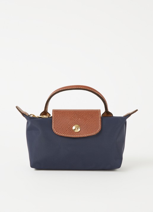Longchamp Le Pliage Original handtas met leren details - voorkant 3 donkerblauw