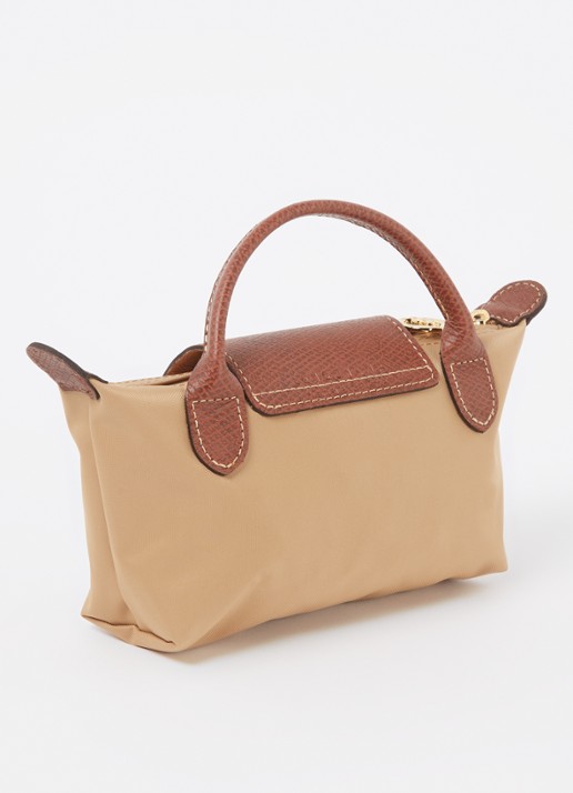 Longchamp Le Pliage Original handtas met leren details  - achterkant 5 camel