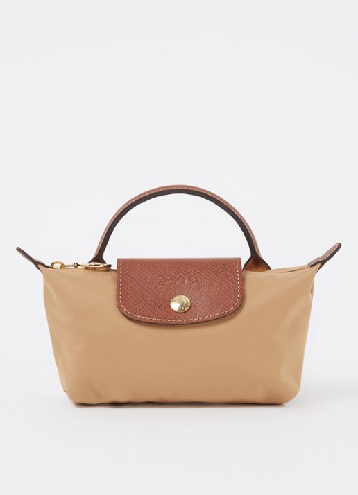 Longchamp Le Pliage Original handtas met leren details  - voorkant camel