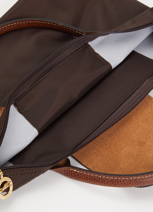 Longchamp Le Pliage Original handtas S met leren details - detail 3 chocoladebruin