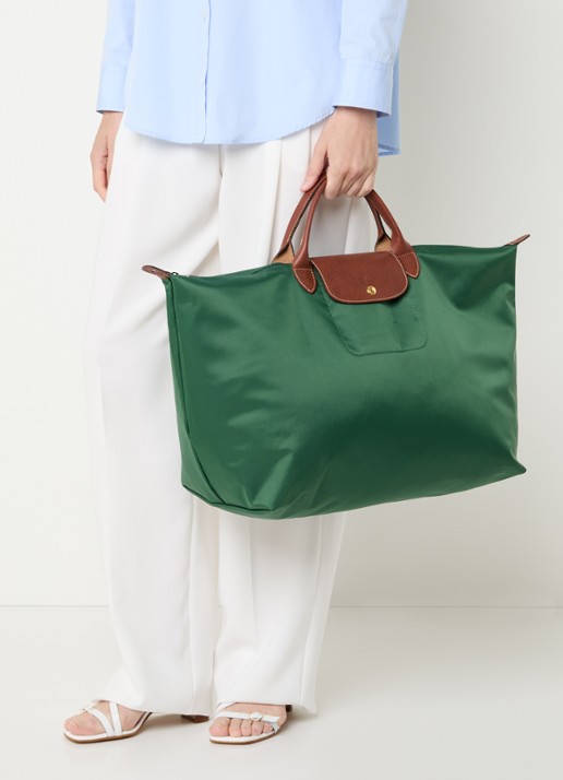 Longchamp Le Pliage Original reistas L met leren details - voorkant 2 groen