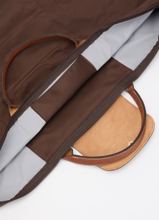 Longchamp Le Pliage Original reistas L met leren details - detail 2 chocoladebruin