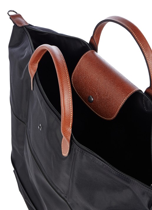 Longchamp Le Pliage Original reistas vergrootbaar met leren details - detail 2 zwart