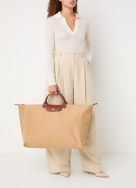 Longchamp Le Pliage Original reistas XL met leren details - voorkant 6 camel