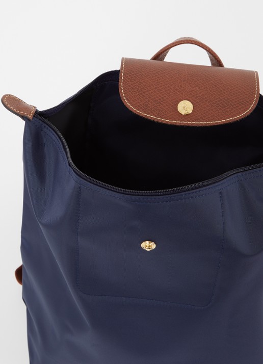 Longchamp Le Pliage Original rugzak M met leren details - detail donkerblauw