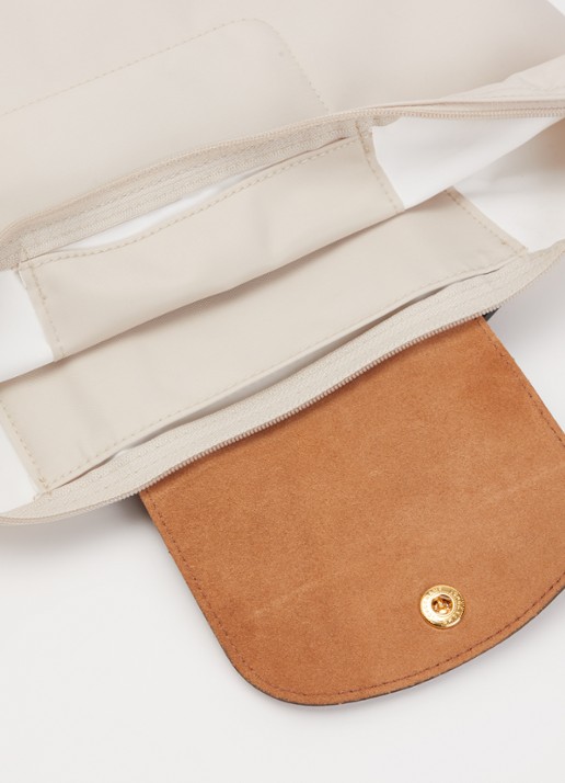 Longchamp Le Pliage Original rugzak M met leren details - detail creme