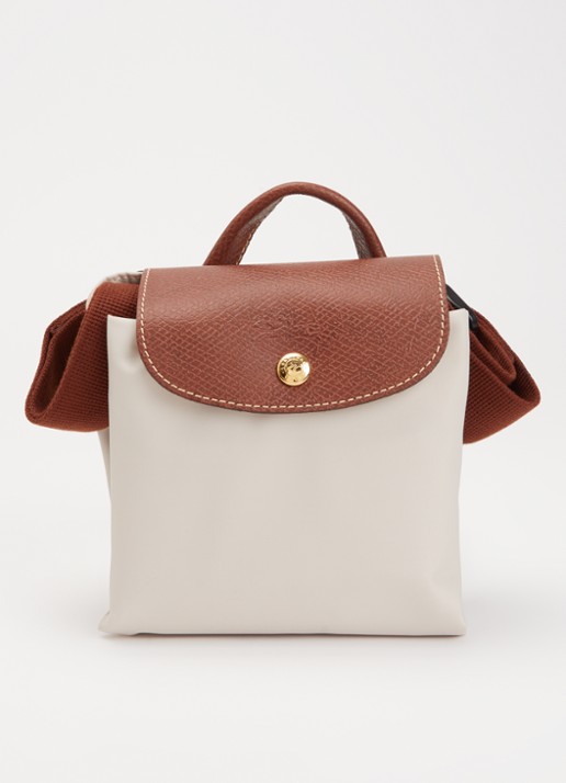 Longchamp Le Pliage Original rugzak M met leren details - detail 2 creme