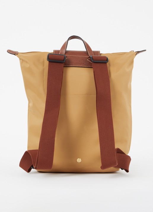 Longchamp Le Pliage Original rugzak M met leren details - achterkant 5 camel