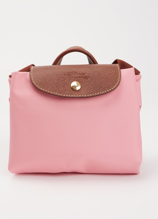 Longchamp Le Pliage Original rugzak M met leren details - detail 3 roze