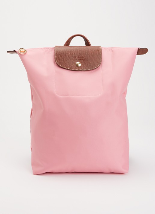 Longchamp Le Pliage Original rugzak M met leren details - voorkant 4 roze
