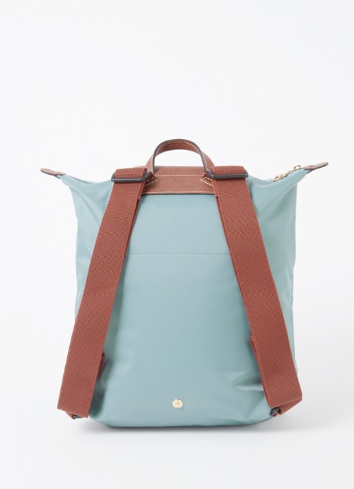 Longchamp Le Pliage Original rugzak M met leren details - achterkant 5 zeegroen