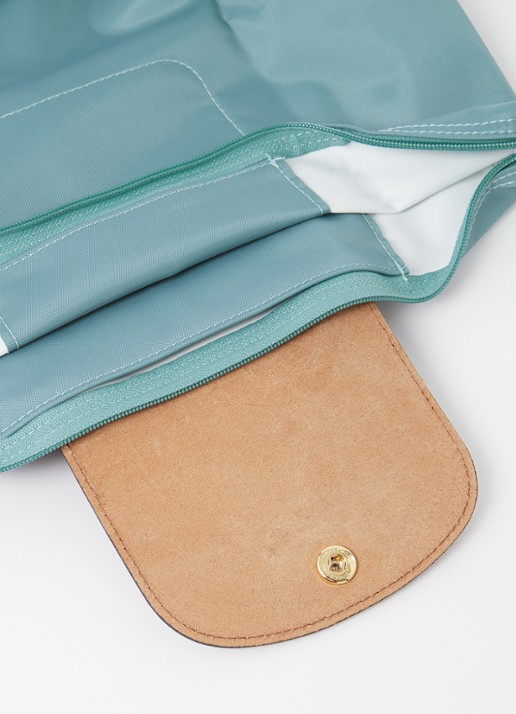 Longchamp Le Pliage Original rugzak M met leren details - detail zeegroen