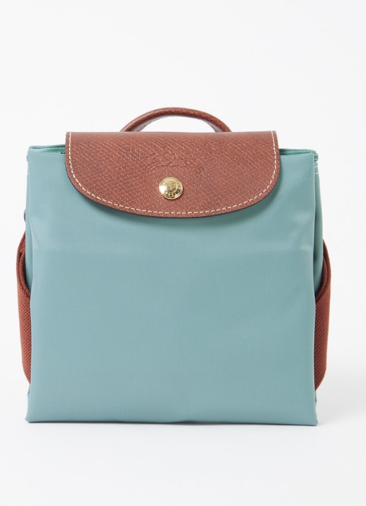 Longchamp Le Pliage Original rugzak M met leren details - detail 2 zeegroen