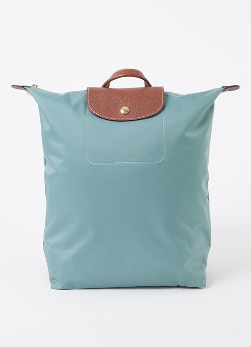 Longchamp Le Pliage Original rugzak M met leren details - voorkant 3 zeegroen