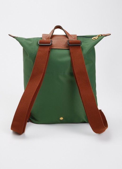 Longchamp Le Pliage Original rugzak M met leren details - achterkant 6 groen