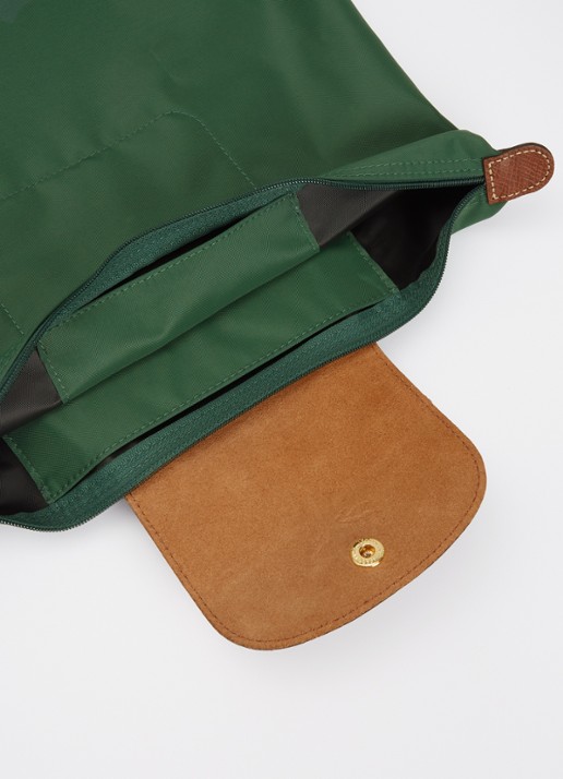 Longchamp Le Pliage Original rugzak M met leren details - detail 3 groen