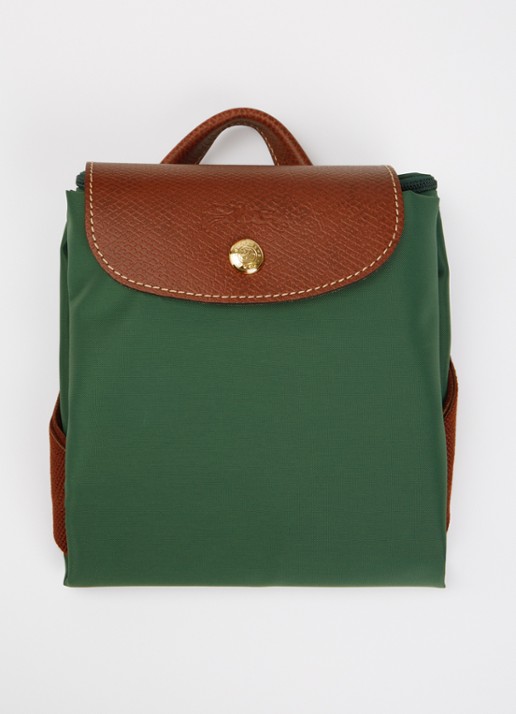 Longchamp Le Pliage Original rugzak M met leren details - detail 4 groen