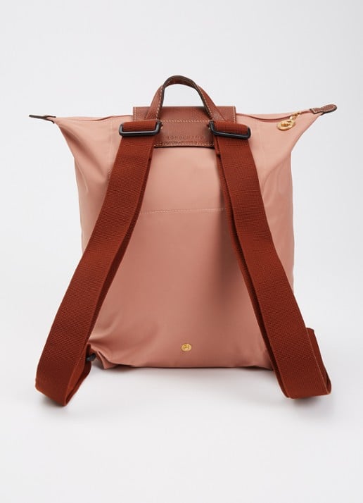 Longchamp Le Pliage Original rugzak M met leren details - achterkant 6 oudroze