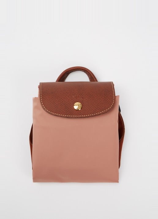 Longchamp Le Pliage Original rugzak M met leren details - detail 4 oudroze