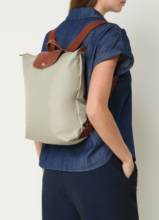 Longchamp Le Pliage Original rugzak M met leren details - voorkant 2 grijs