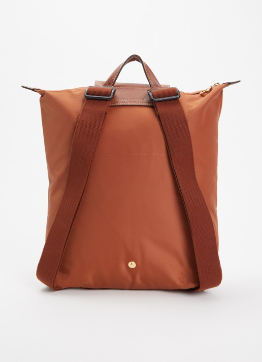 Longchamp Le Pliage Original rugzak M met leren details - achterkant 5 cognac