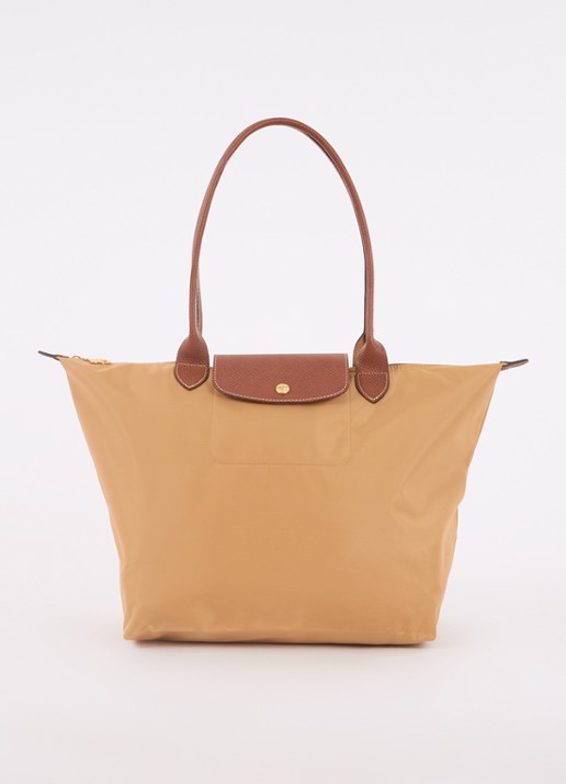 Longchamp Le Pliage Original schoudertas L met leren details - voorkant okergeel