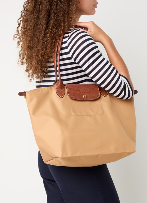 Longchamp Le Pliage Original schoudertas L met leren details - voorkant 2 okergeel