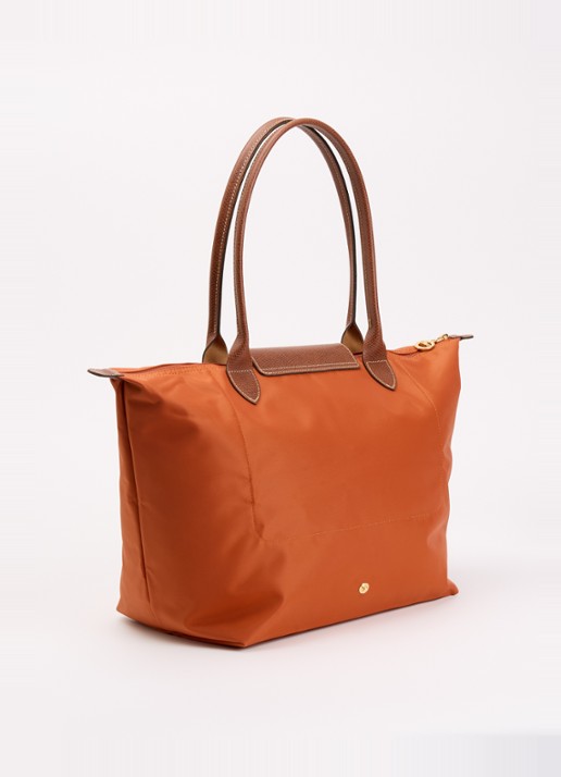 Longchamp Le Pliage Original schoudertas L met leren details - achterkant 3 oranjebruin