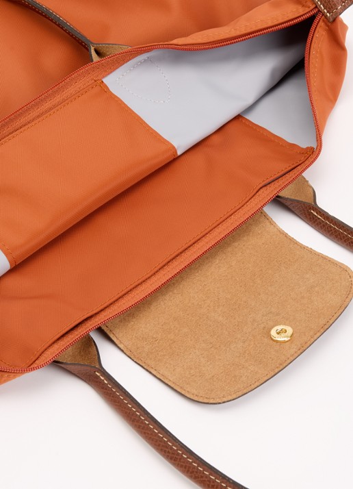 Longchamp Le Pliage Original schoudertas L met leren details - detail 4 oranjebruin
