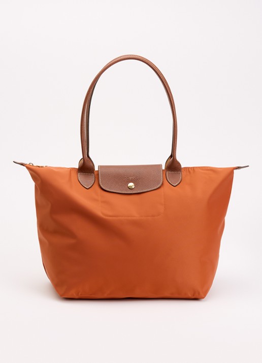 Longchamp Le Pliage Original schoudertas L met leren details - voorkant oranjebruin
