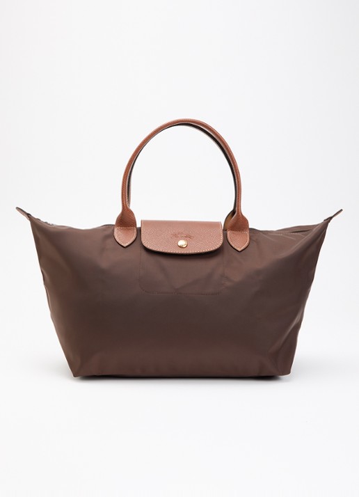 Longchamp Le Pliage Original schoudertas L met leren details - voorkant 6 donkerbruin