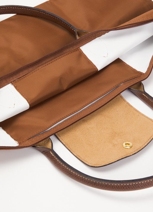 Longchamp Le Pliage Original schoudertas L met leren details - detail cognac