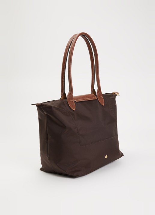 Longchamp Le Pliage Original schoudertas L met leren details - achterkant chocoladebruin