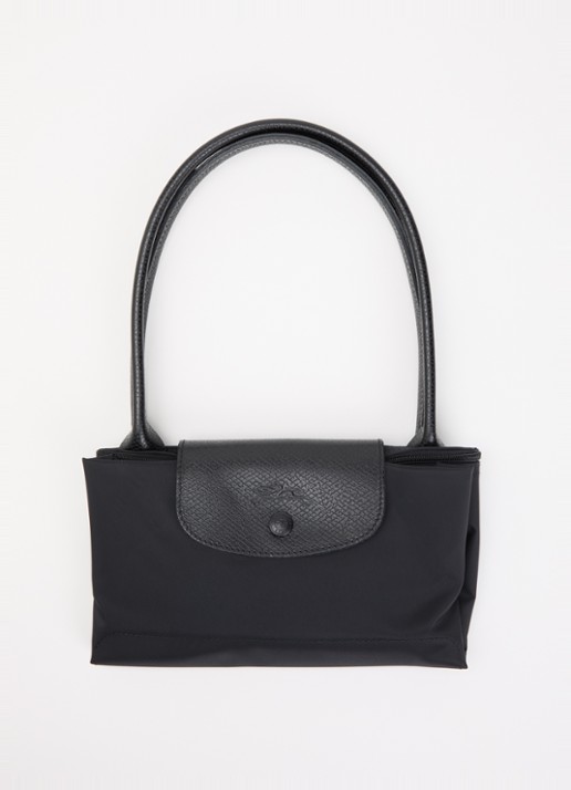 Longchamp Le Pliage Original schoudertas M met details van leer - detail 3 zwart