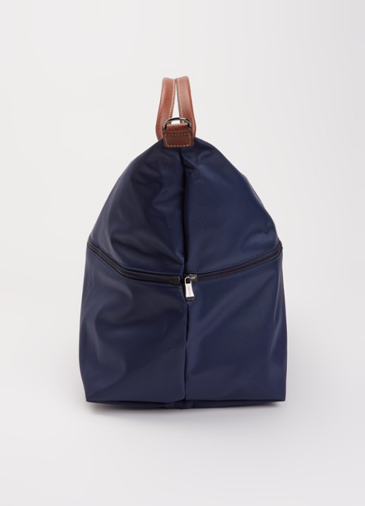 Longchamp Le Pliage reistas in maat verstelbaar met leren details - detail 3 donkerblauw