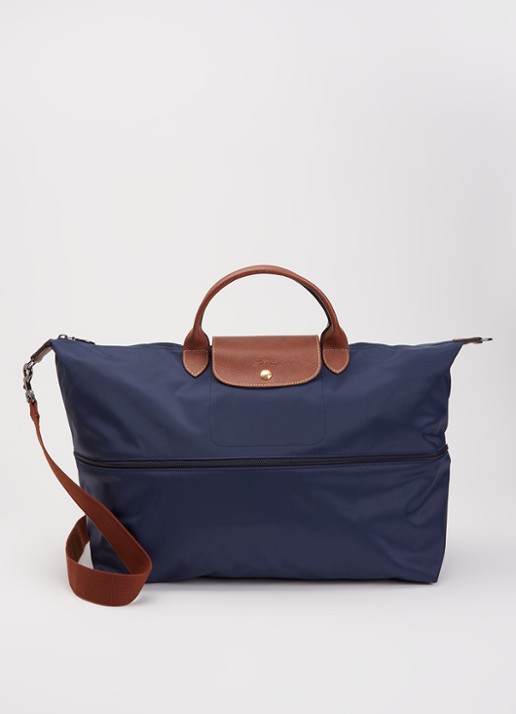 Longchamp Le Pliage reistas in maat verstelbaar met leren details