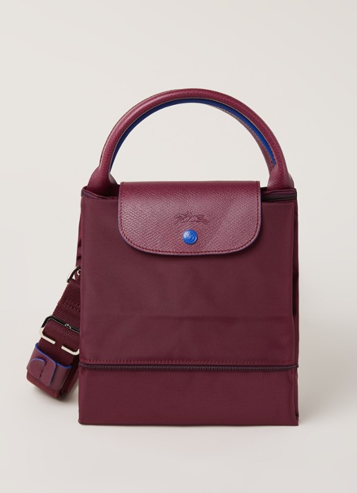 Longchamp Le Pliage reistas in maat verstelbaar - detail 3 aubergine