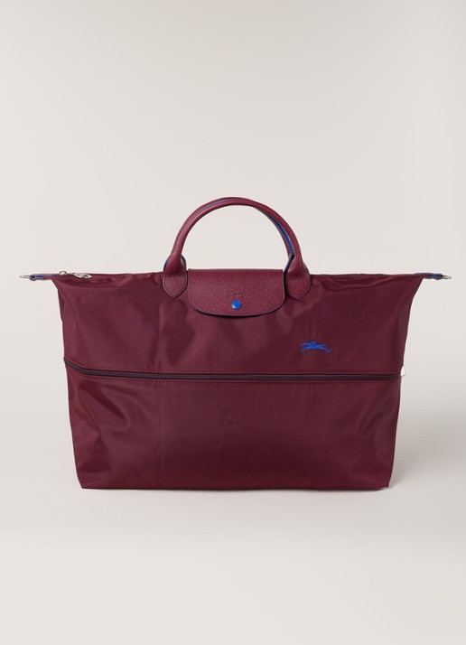 Longchamp Le Pliage reistas in maat verstelbaar - detail 4 aubergine
