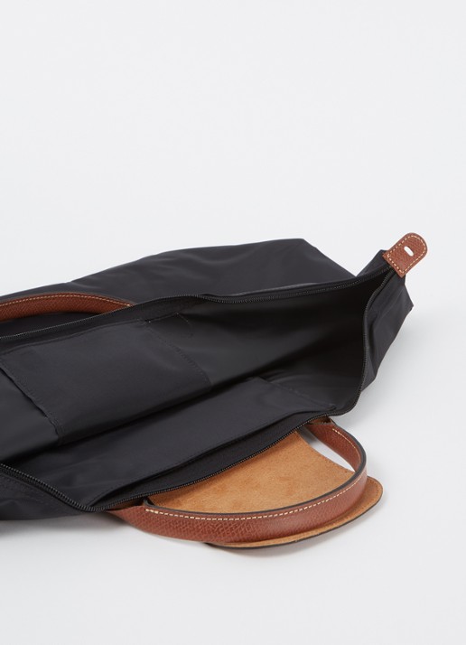 Longchamp Le Pliage reistas L met leren details - detail zwart
