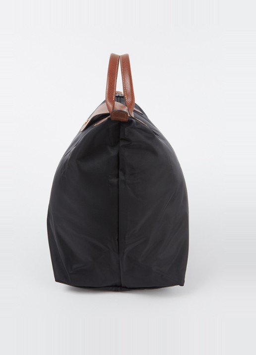 Longchamp Le Pliage reistas L met leren details - detail 2 zwart
