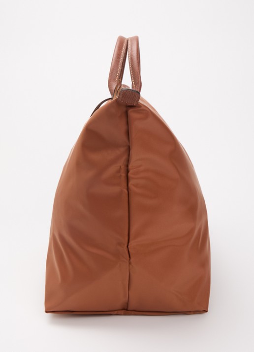 Longchamp Le Pliage reistas L met leren details - detail 3 cognac