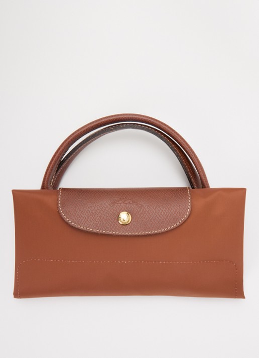 Longchamp Le Pliage reistas L met leren details - detail 4 cognac